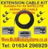 1m Satellite Cable Extension Kit Black 2x FCon 1x Coupler +Clips