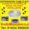 1m Satellite Cable Extension Kit White 2x FCon 1x Coupler +Clips