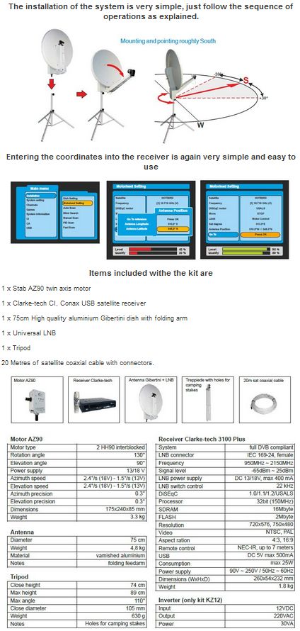 STAB KZ220 Automatic Satellite System For Caravans Camping